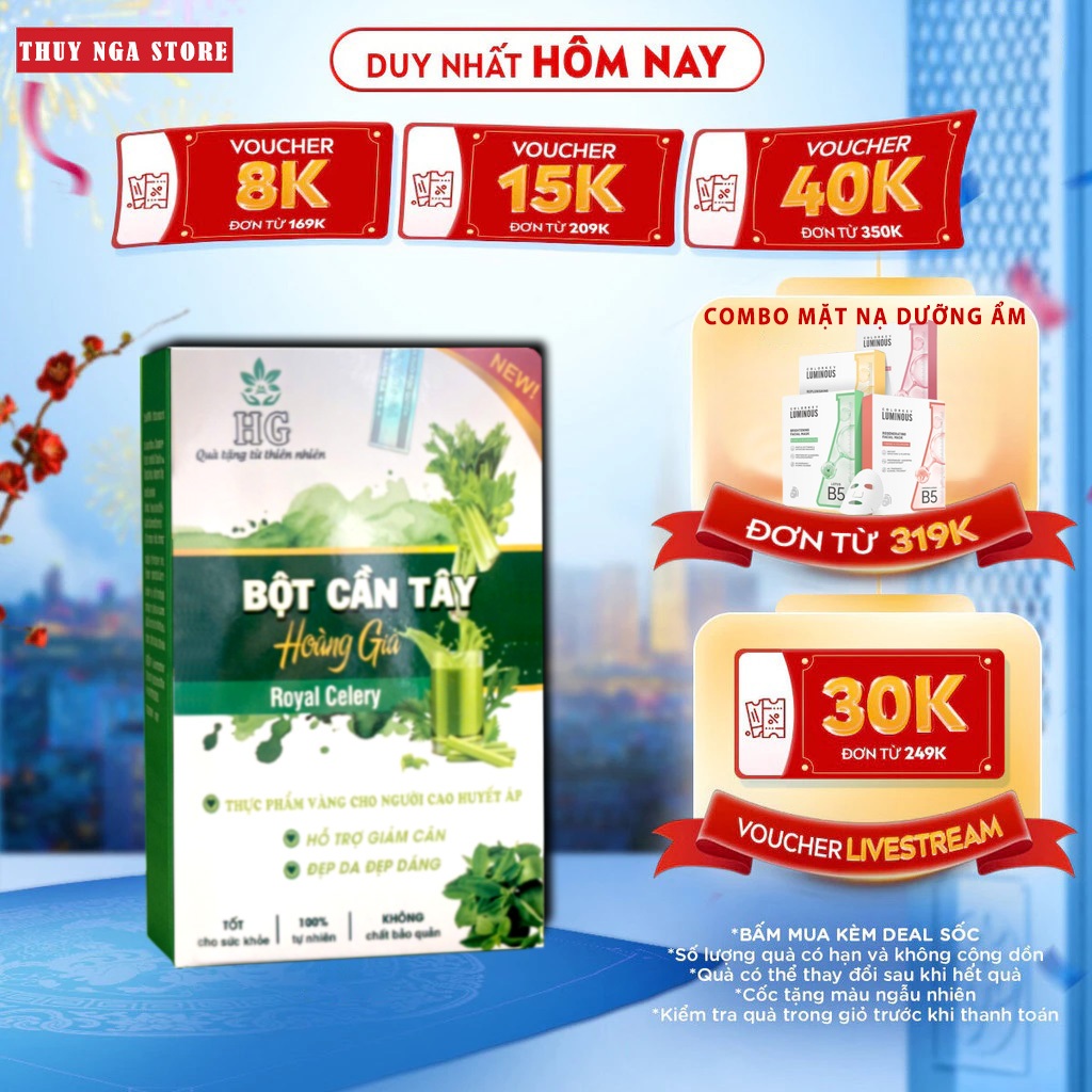 Nước Uống Detox Bột Cần Tây Hoàng Gia Sấy Lạnh Nguyên Chất 100% Giảm Mụn Đẹp Da Thanh Lọc Cơ Thể
