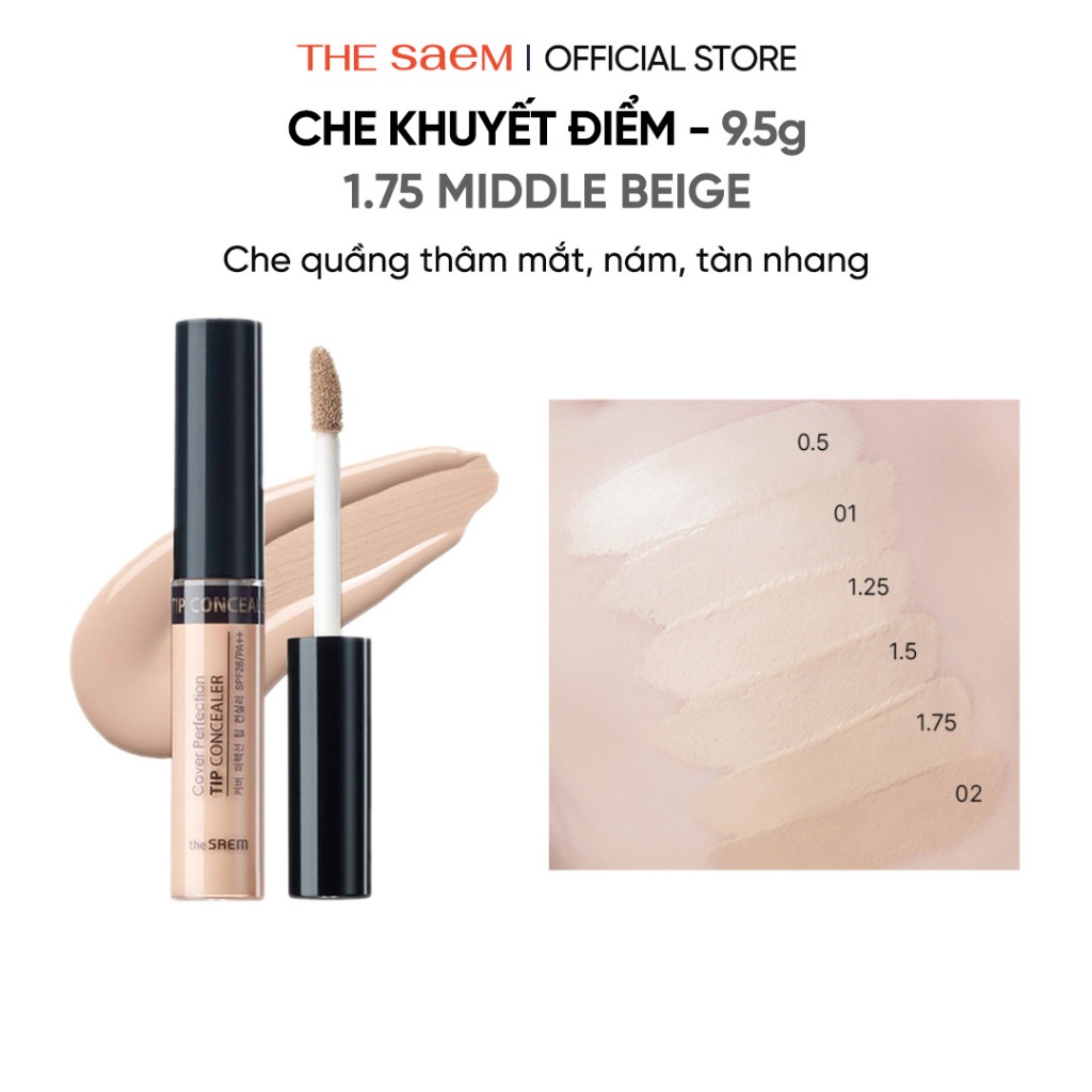 Product image [the SAEM Official] Che khuyết điểm chống nắng che phủ cao the SAEM Cover Perfection Tip Concealer Màu 1.75 - (9.5g)