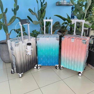 vali du lịch. Vali du lịch khung nhôm. Sạc USB, giá đỡ cốc nước, chất liệu PC, bốn kích cỡ 20,24,KN909 VALI