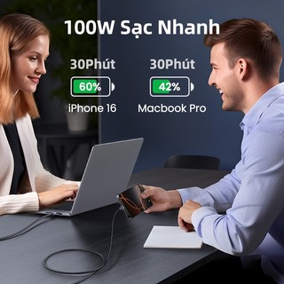 Cáp sạc nhanh UGREEN PD 100W Type C được nâng cấp Cáp dữ liệu Chip E-Marker USB cho iPhone 16/17 , Samsung S24 Ultra,