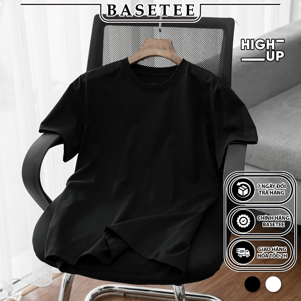 Áo thun đen trơn Basic 100% cotton Premium co giãn thấm hút 40-100kg form suông Unisex Basetee