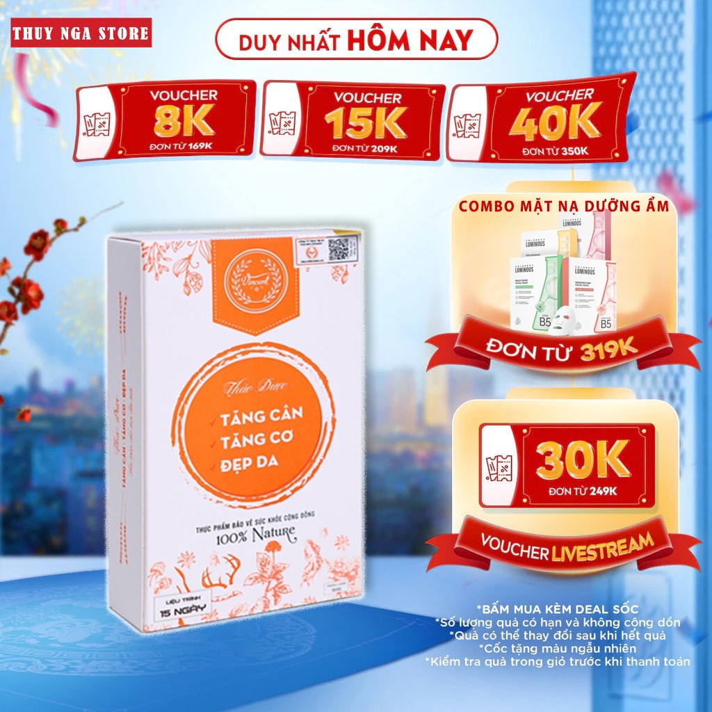 Tăng Cân Vincent Chính Hãng Thảo Mộc Hỗ Trợ Tăng Cân Cho Người Gầy cơ địa khó tăng kí lâu năm