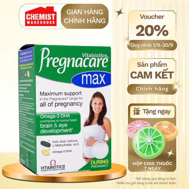Vitamin tổng hợp bầu Pregnacare Max 84 viên Vitabiotics bổ sung vitamin, acid folic, DHA cho mẹ bầu