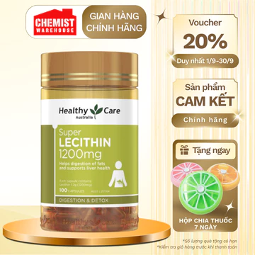 Viên uống mầm đậu nành điều hòa nội tiết Super Lecithin Healthy Care 100 viên của Úc
