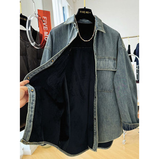 ÁO SƠ MI DENIM LÓT LÔNG DÀY DẶN UNISEX QCCC