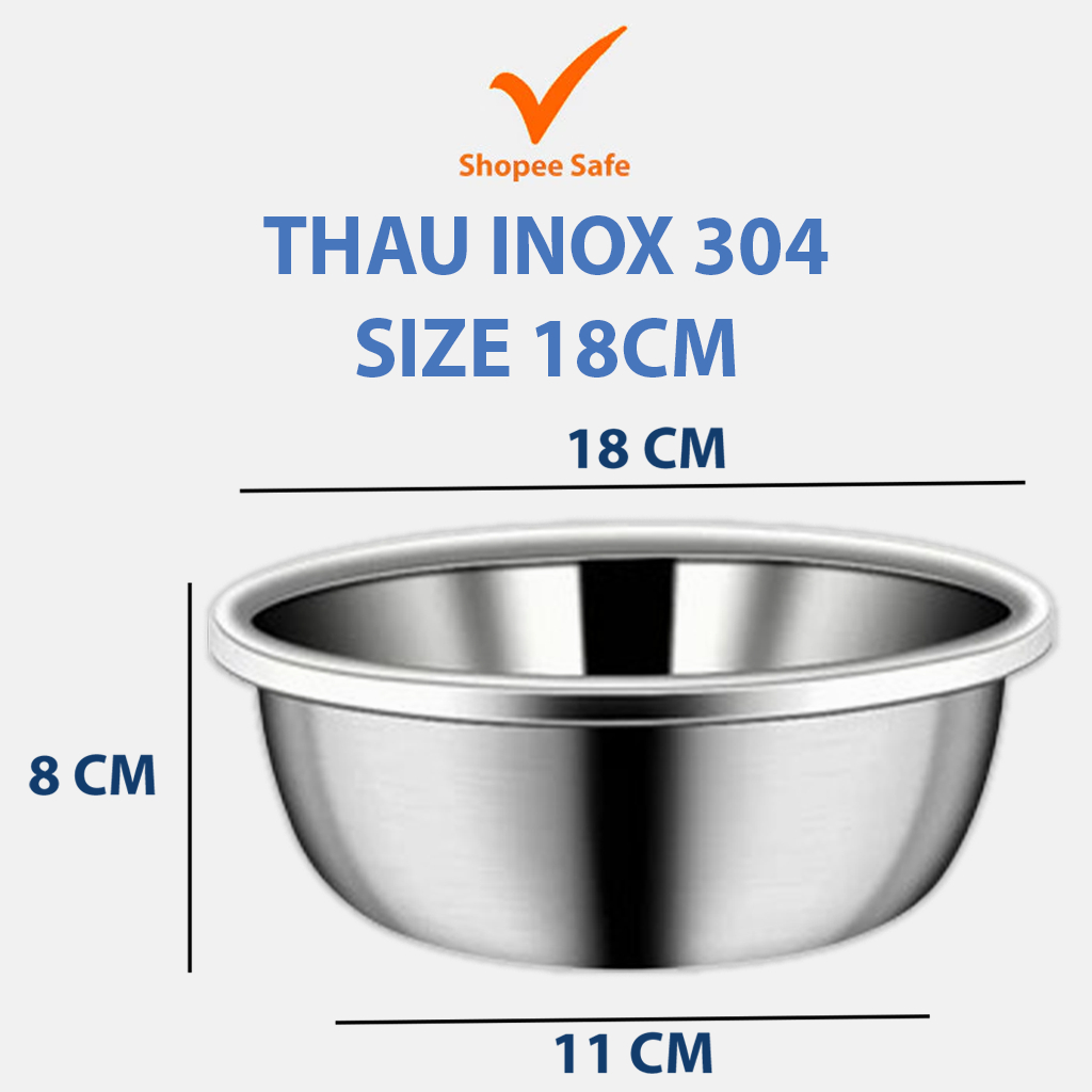 Thau inox 304 kích thước 18cm dày dặn bền đẹp nhập khẩu dùng cho nhà ...