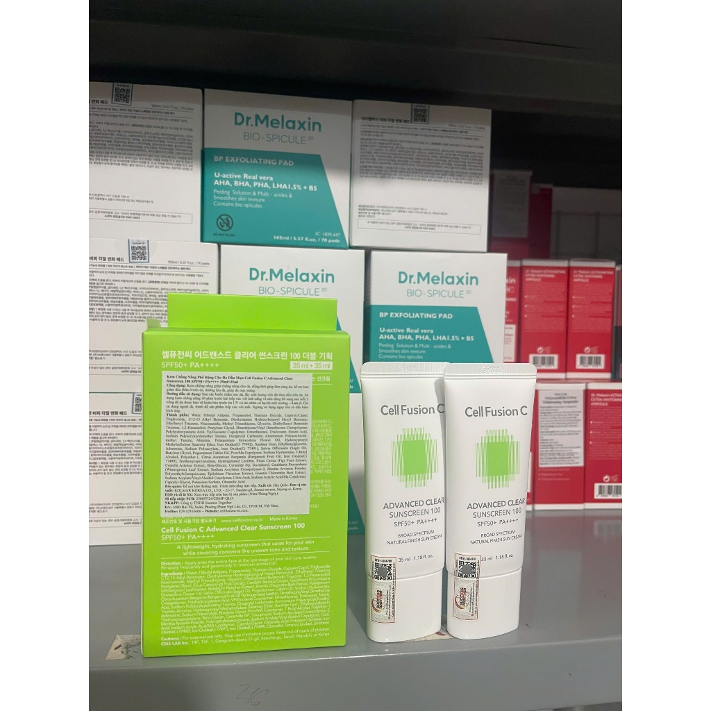 [HÀNG CTY] Kem Chống Nắng Cell Fusion C Advanced Clear Sunscreen 100 SPF50+ PA++++ 35ml/50ml (nobox)