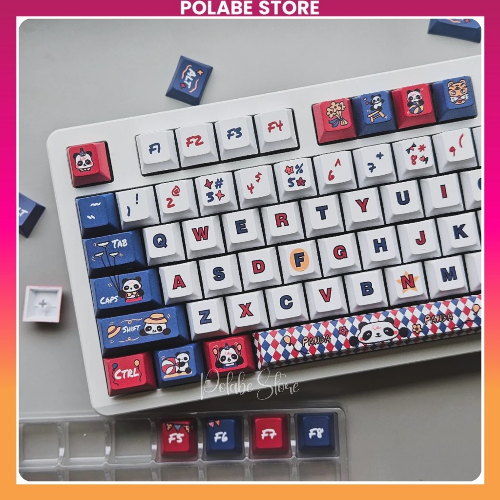 Keycap Panda Acrobatic Cherry Profile bàn phím cơ Polabe Store Keycap gấu trúc caro