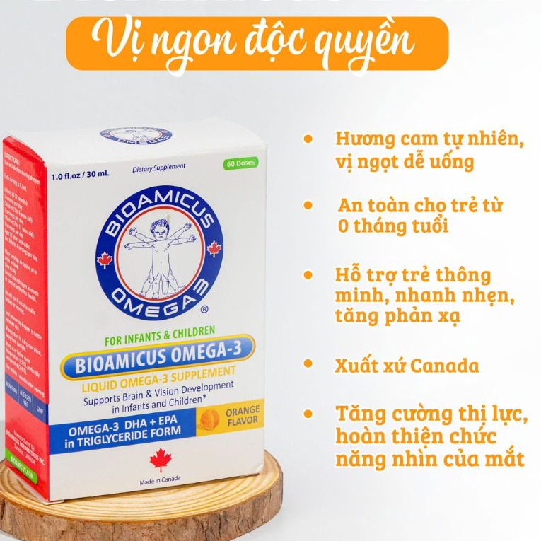 BioAmicus Omega 3 Vị ngon độc quyền chai 30ml date mới