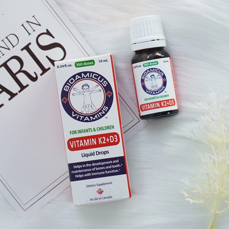 BioAmicus Vitamin D3K2MK7 Giúp Bé Hấp Thu Canxi Tối Đa chai 10ml date mới