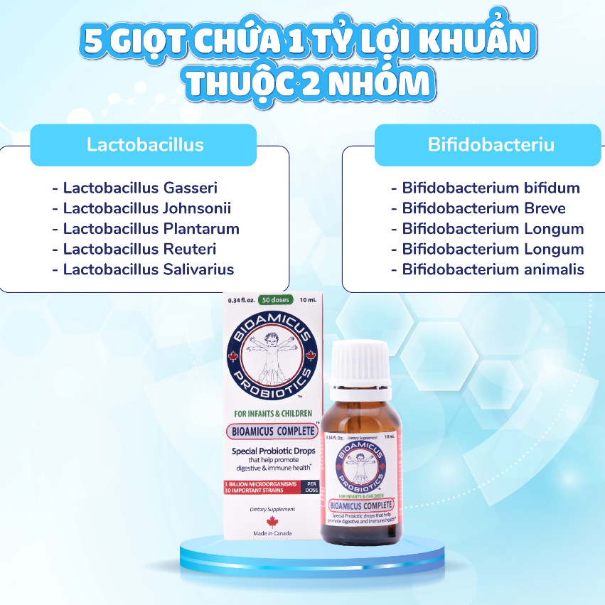 Bộ Ba BioAmicus Cho Bé - Complete 10 Chủng & Vitamin K2 & D3 & Biomicus Omega 3 DHA + quà tặng