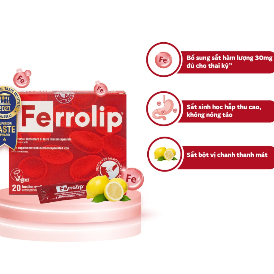 Sắt Sinh Học Ferrolip - Hymega dành cho người lớn, mẹ bầu, mẹ sau sinh + quà tặng