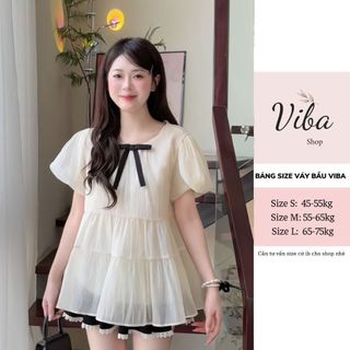 Áo bầu  babydoll tơ nơ đen xinh xắn có zize đến 75 cân