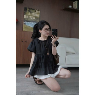 Áo bầu  babydoll tơ nơ đen xinh xắn có zize đến 75 cân