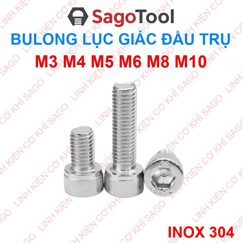 Bulong Lục Giác Chìm Đầu Trụ Inox 304 - Vít Allen Head M3 M4 M5 M6 M8 ...