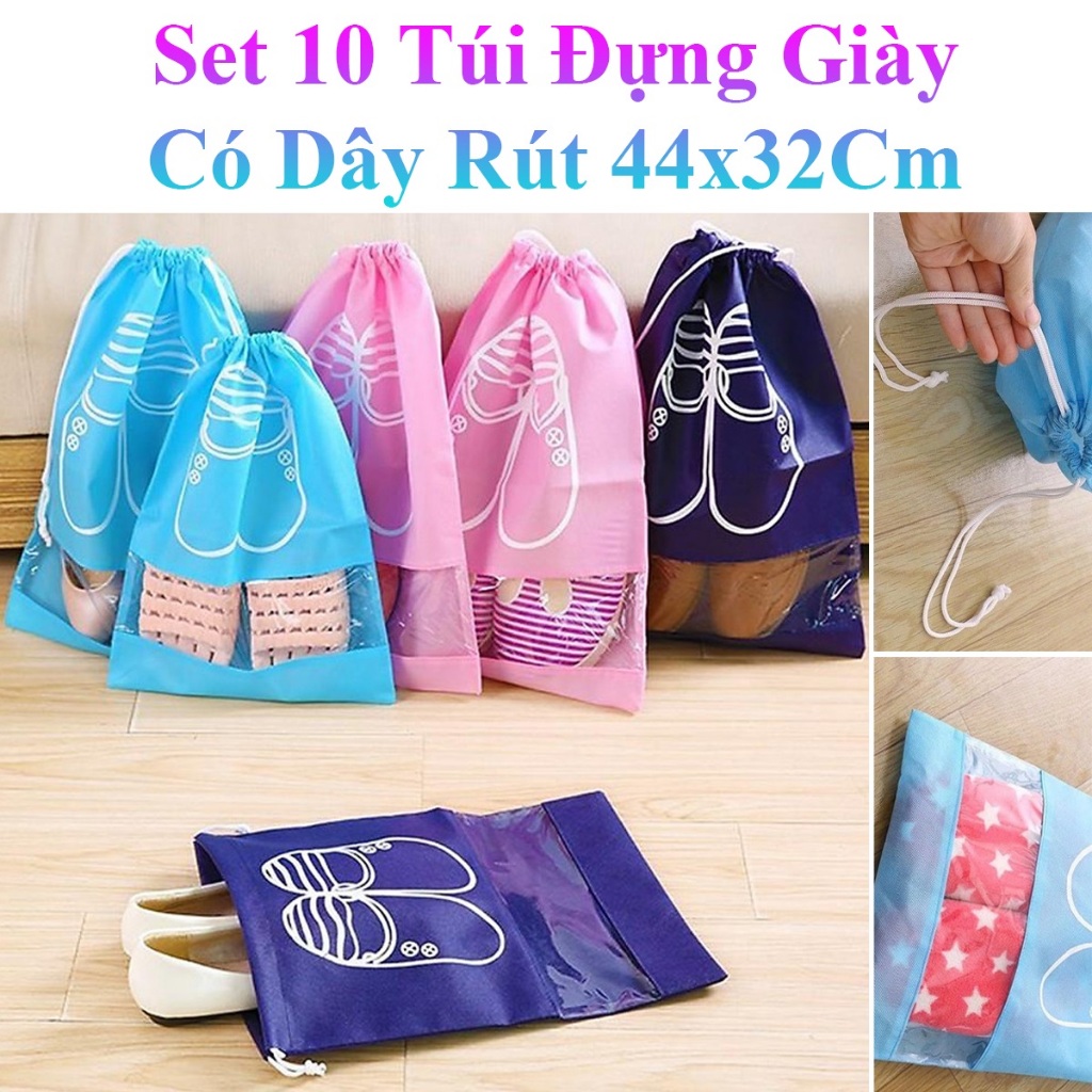 Túi Đựng Giày Chống Bụi Bẩn Có Dây Rút 43X32Cm (Set 10)