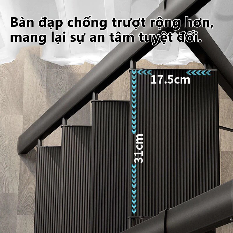 Thang chữ a Thang Nhôm Gấp Gọn đen Thang Gấp 4-8 Bậc Tải Trọng 400kg Ổn định và an toàn