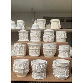 💥MUA 5 TẶNG 1💥Tô tượng thạch cao, chậu thạch cao kiểu Bắc Âu cổ điển, chậu trồng cây, làm nến, đựng bút, trang trí. bộ