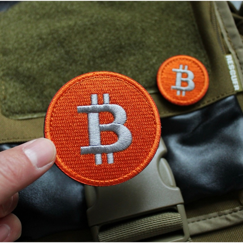 Patch_velcro thêu đồng xu BTC dán ba lô_quần áo