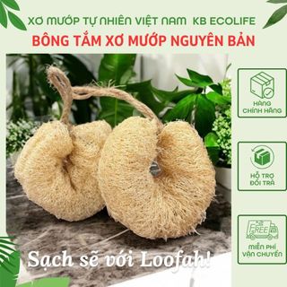 Bông Tắm Xơ Mướp Nguyên Bản KB Ecolife Không Tẩy Trắng,Tạo Bọt Mịn Massage Tẩy Tế Bào Chết