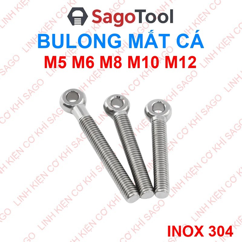 Bulong Mắt Inox 304 - Bu Lông Vòng, Móc Cẩu Ren Ngoài - Size M5 M6 M8 ...