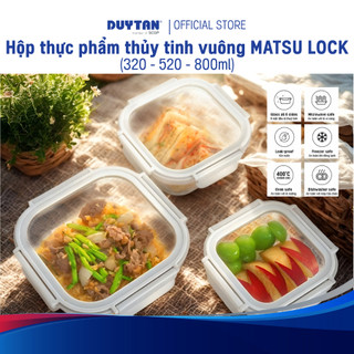 Hộp Thủy Tinh Vuông Đựng Thực Phẩm MATSU LOCK – 320ml, 520ml, 800ml – Cao Cấp, Kín Khí Chống Tràn