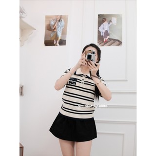 Áo Len Ngắn Tay Miumiu Cổ Bẻ Polo QCCC Cao Cấp