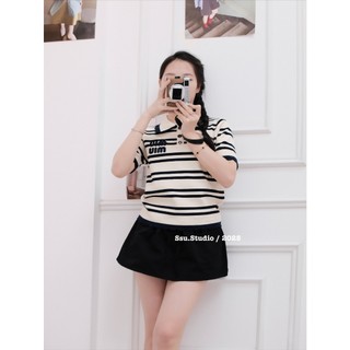 Áo Len Ngắn Tay Miumiu Cổ Bẻ Polo QCCC Cao Cấp