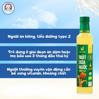 Mật Dừa Nước Cô Đặc Hữu Cơ Vietnipa Ít Calo Thuần Chay Thay Thế Đường, Mật Ong 375g