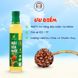 Mật Dừa Nước Cô Đặc Hữu Cơ Vietnipa Ít Calo Thuần Chay Thay Thế Đường, Mật Ong 375g