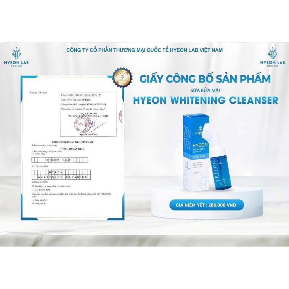 [ FREESHIP ]Sữa Rửa Mặt HYEON WHITENING CLEANSER 150ML [ HYEON LAB ]da mềm mại, tươi sáng hơn