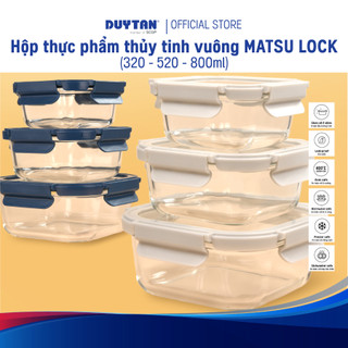 Hộp Thủy Tinh Vuông Đựng Thực Phẩm MATSU LOCK – 320ml, 520ml, 800ml – Cao Cấp, Kín Khí Chống Tràn