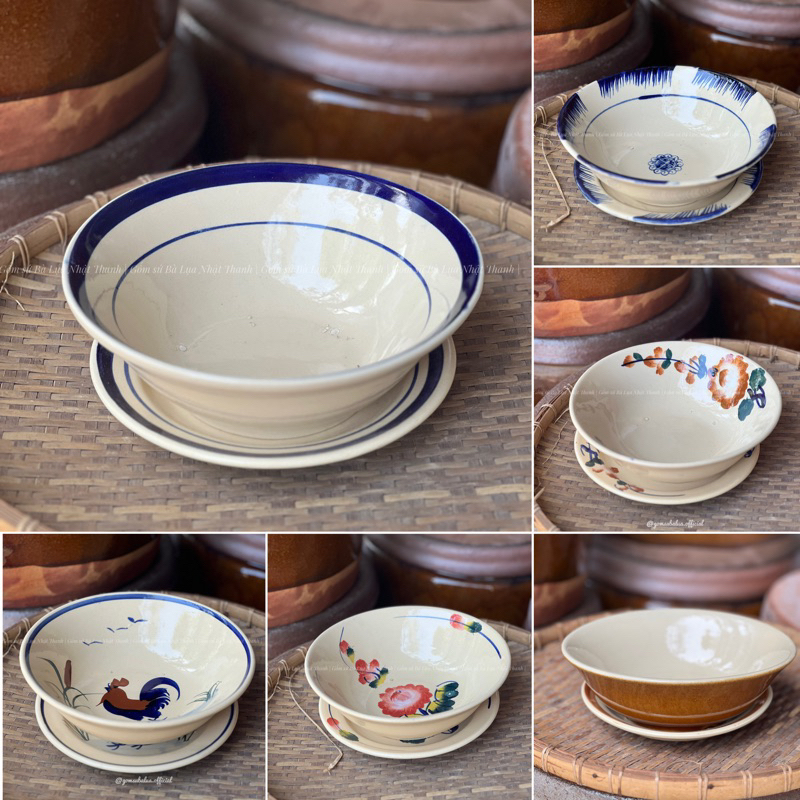 [Nhiều mẫu] Tô tượng đại 21cm vẽ gà / phết / chỉ / bông hàng thường, tô bún, phở, mỳ, canh, gốm xưa Nam Bộ,gốm sứ Bà Lụa