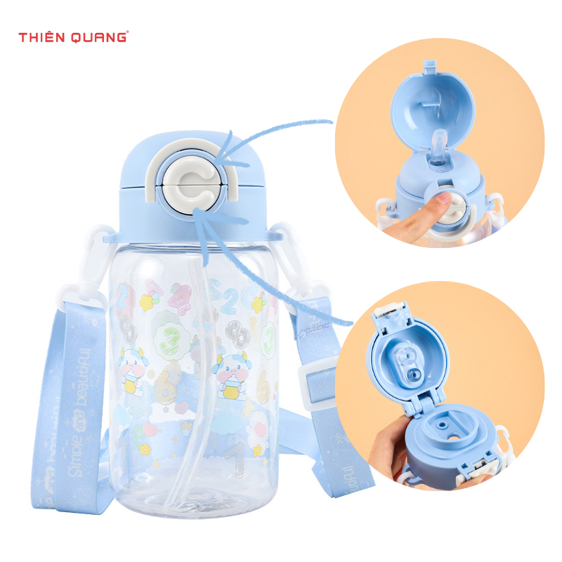 Bình nước SHIHI cho bé, ống hút silicon, chất liệu TRITAN, PC, 500ml,600ml,700ml tặng dây đeo