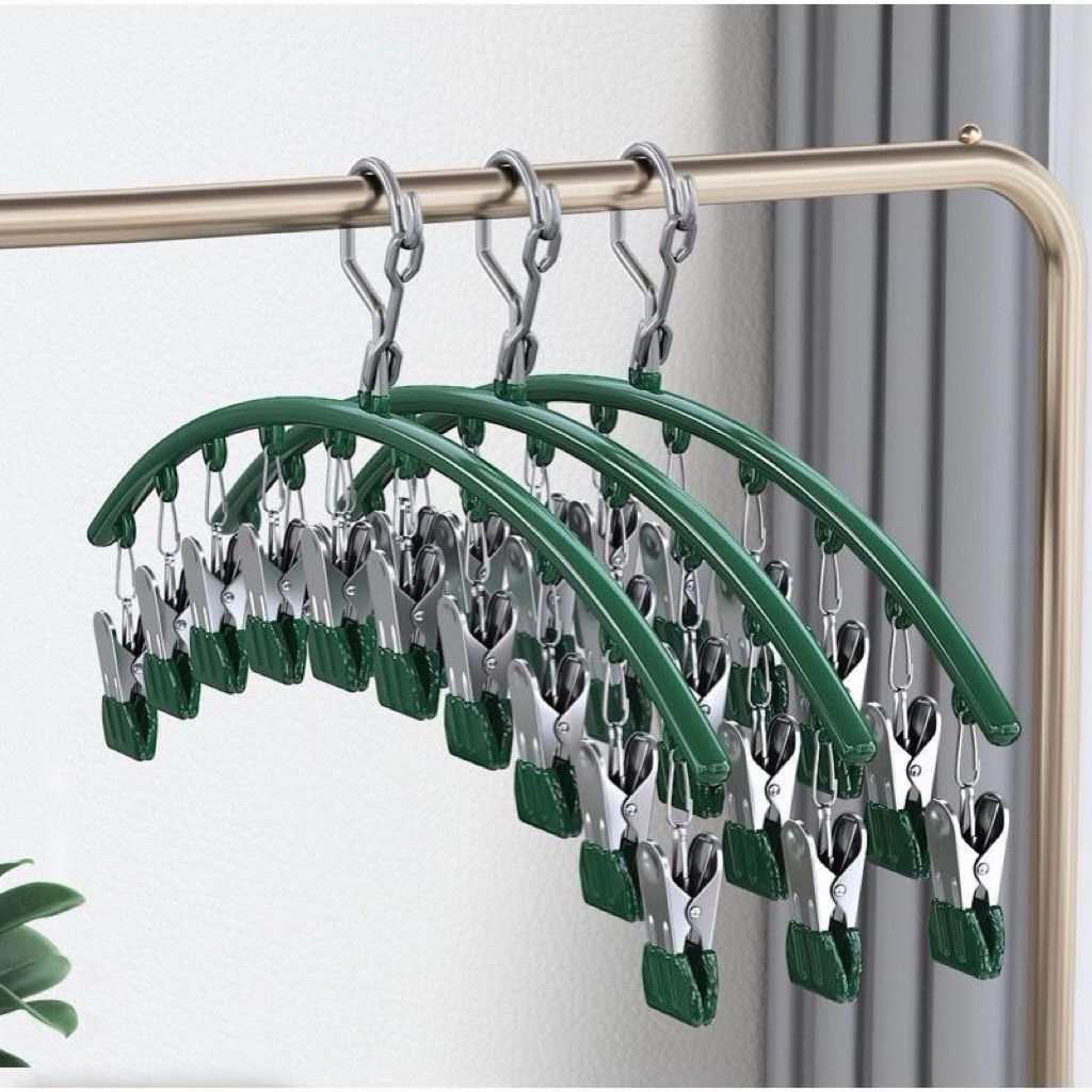 Combo 3 Móc vòm treo quần áo đồ lót tất vớ đa năng ( mỗi móc 10 KẸP GHIM ) Giữ Chống Trượt, Móc phơi đồ lót có kẹp