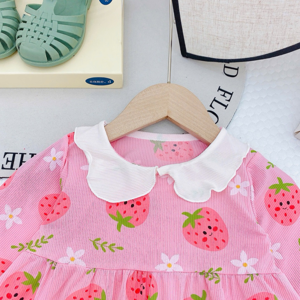 Combo bộ dài tay babydoll cổ bèo cho bé gái 8kg-18kg