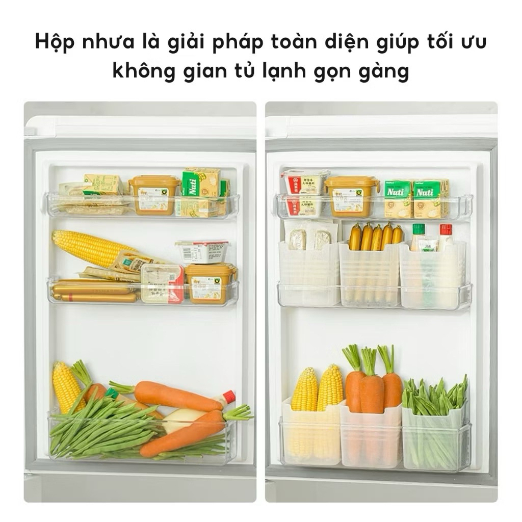 COMBO 10 Hộp Nhựa PP Đựng Thực Phẩm Cánh Tủ Lạnh Hộp Chia Ô Ngăn Tủ Bảo Quản Rau Củ Gọn Gàng tiện lợi