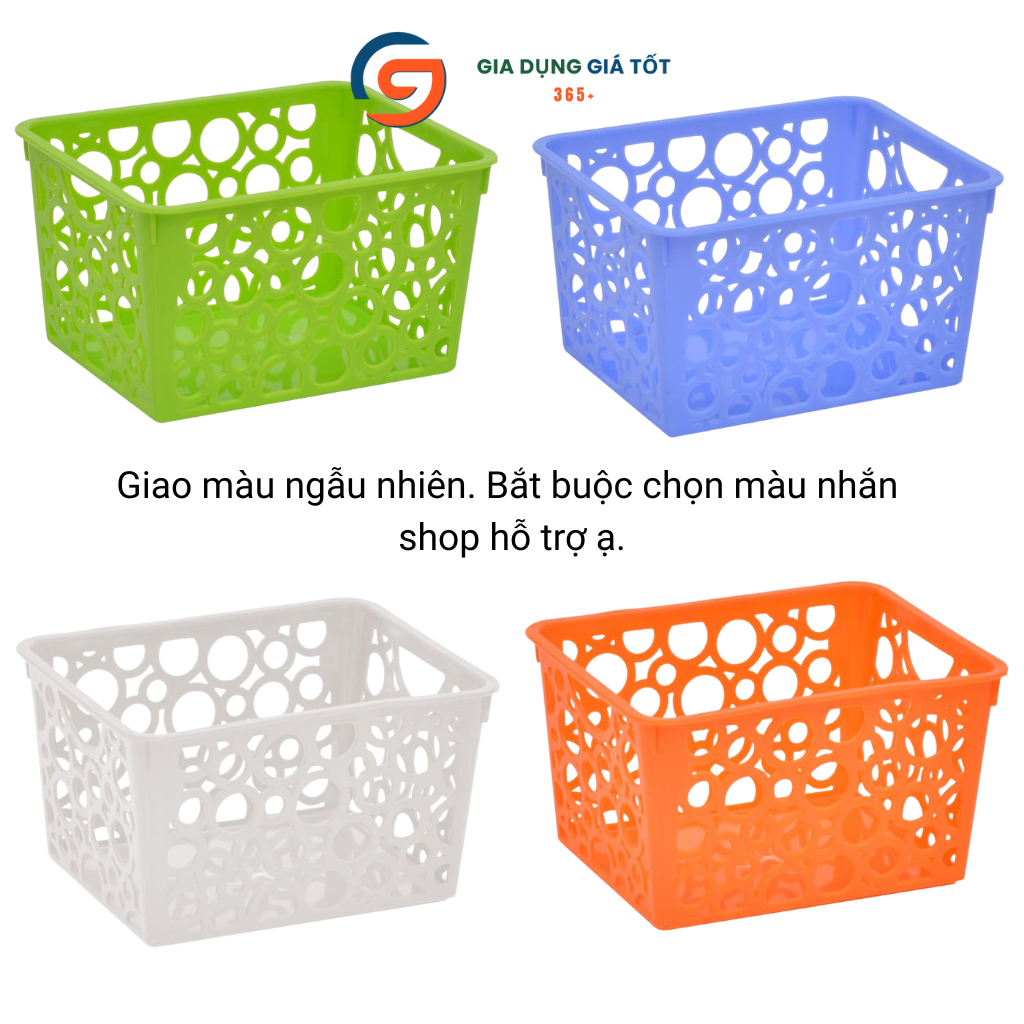 Giỏ nhựa đựng đồ đa năng mini - hộp nhựa lỗ tròn nhiều màu sắc, dùng bàn học, mỹ phẩm, gia đình