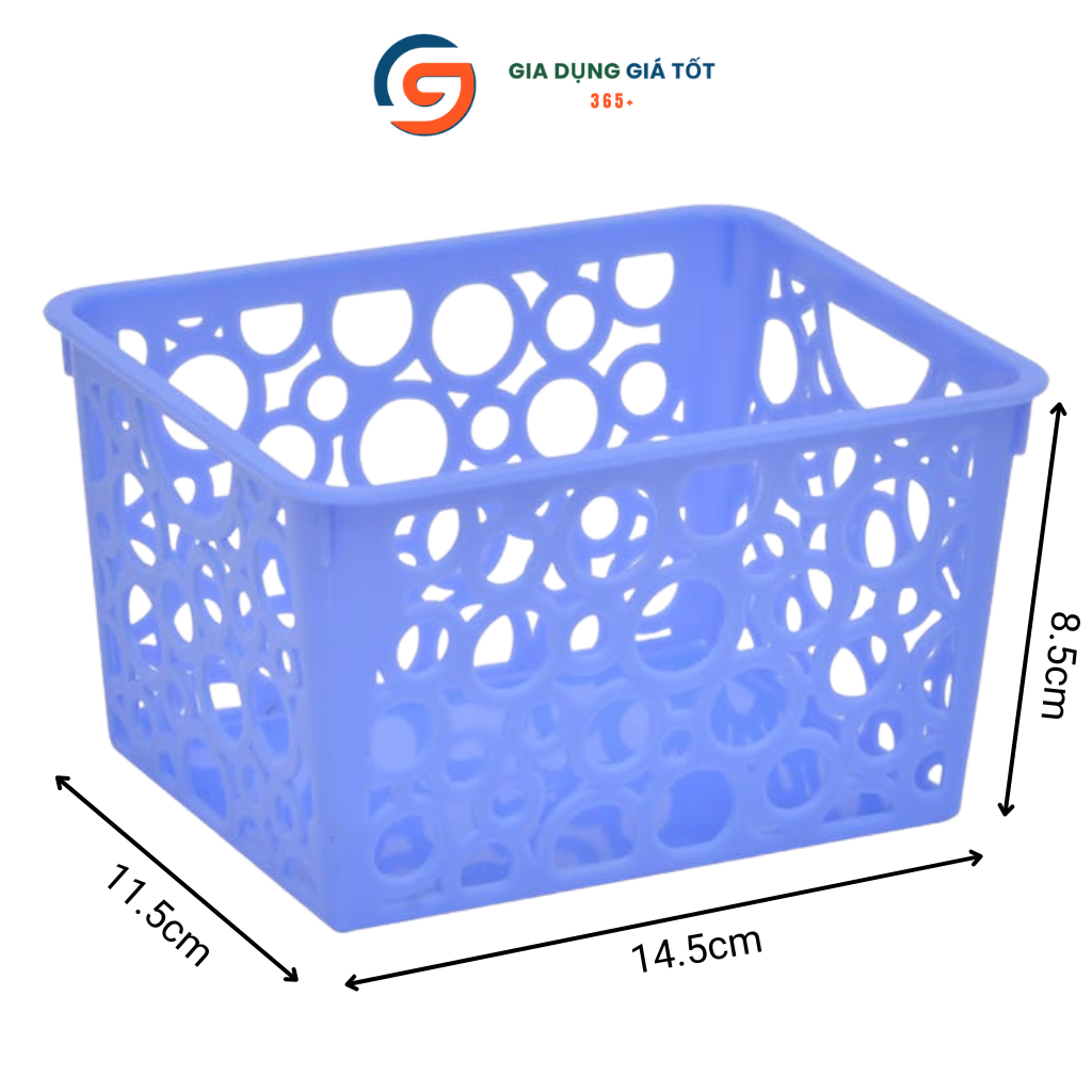 Giỏ nhựa đựng đồ đa năng mini - hộp nhựa lỗ tròn nhiều màu sắc, dùng bàn học, mỹ phẩm, gia đình
