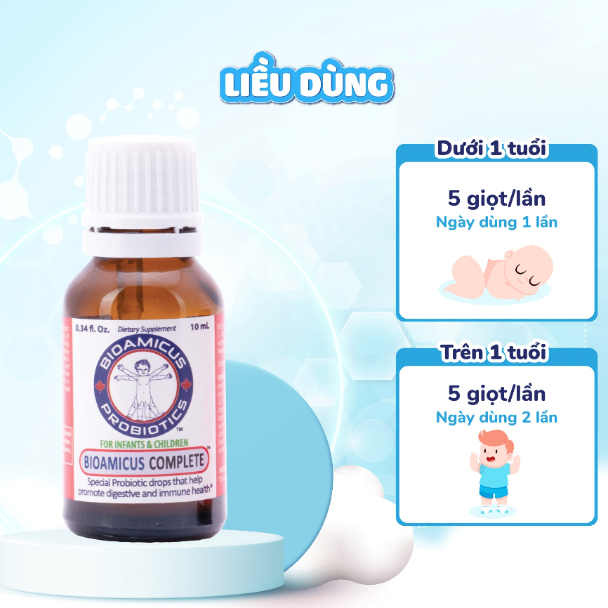 Men 10 Chủng BioAmicus Complete lợi khuẩn hỗ trợ cải thiện hệ vi sinh đường ruột chai 10ml