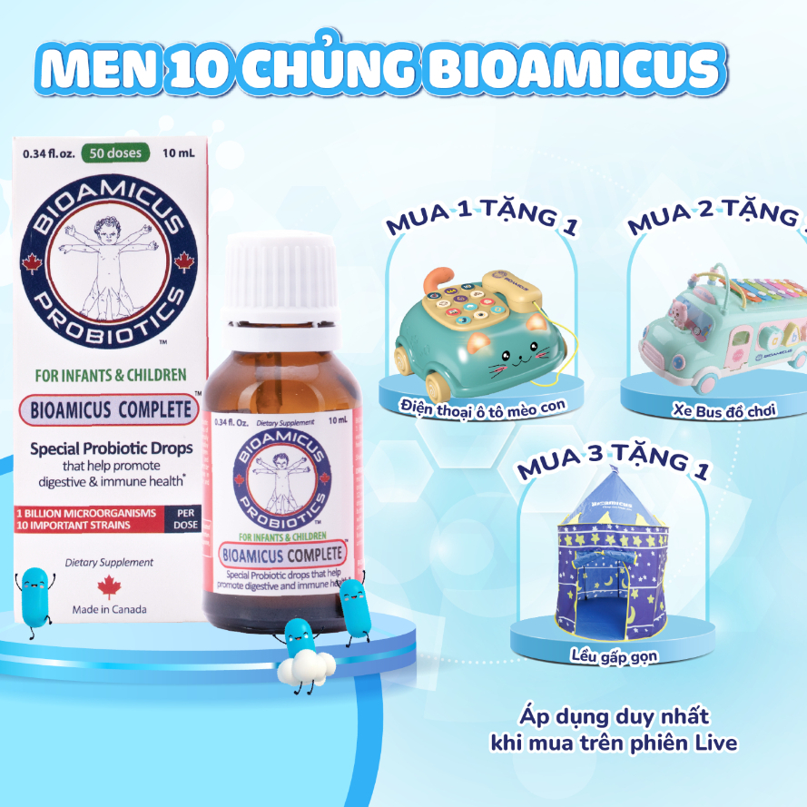 Men 10 Chủng BioAmicus Complete lợi khuẩn hỗ trợ cải thiện hệ vi sinh đường ruột chai 10ml