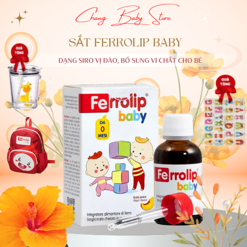 Sắt Ferrolip Baby dạng siro vị đào thơm ngon 30ml