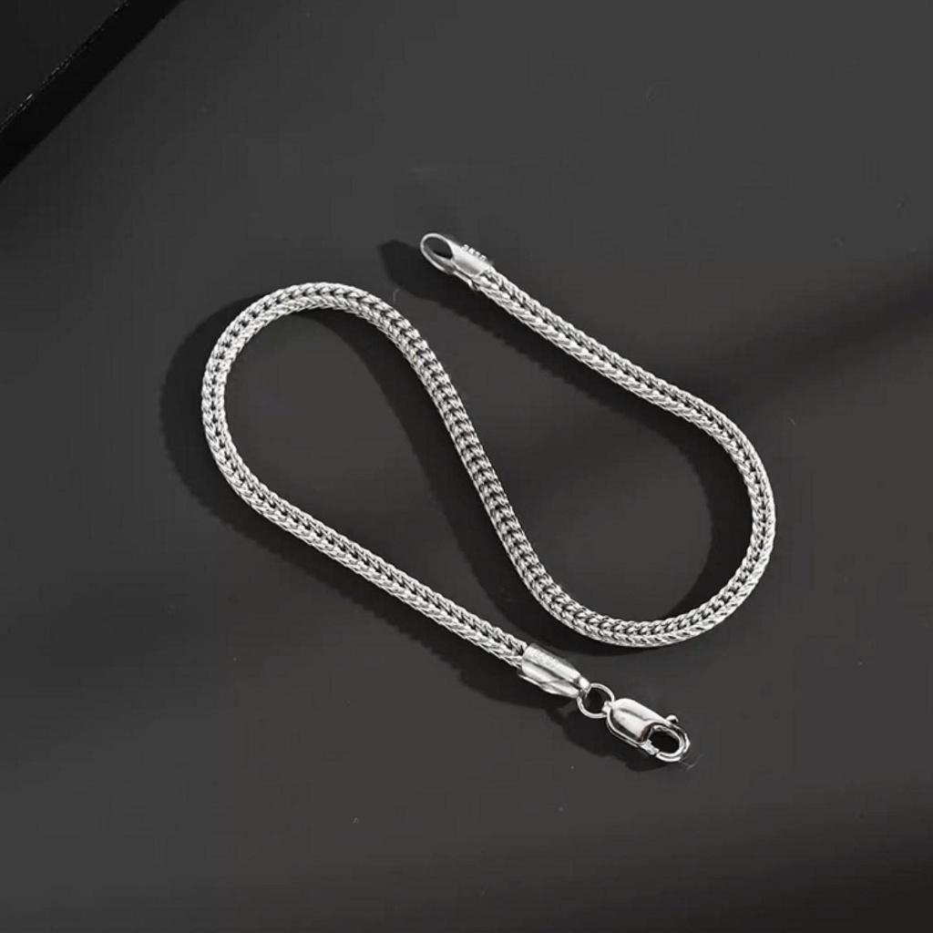 Vòng tay nam bạc lắc tay thiết kế mắt xích nhiều size basic đeo hàng ngày | GEMY SILVER VTN3