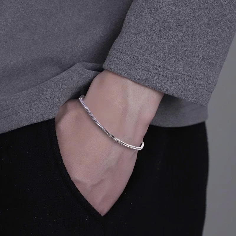 Vòng tay nam bạc lắc tay thiết kế mắt xích nhiều size basic đeo hàng ngày | GEMY SILVER VTN3