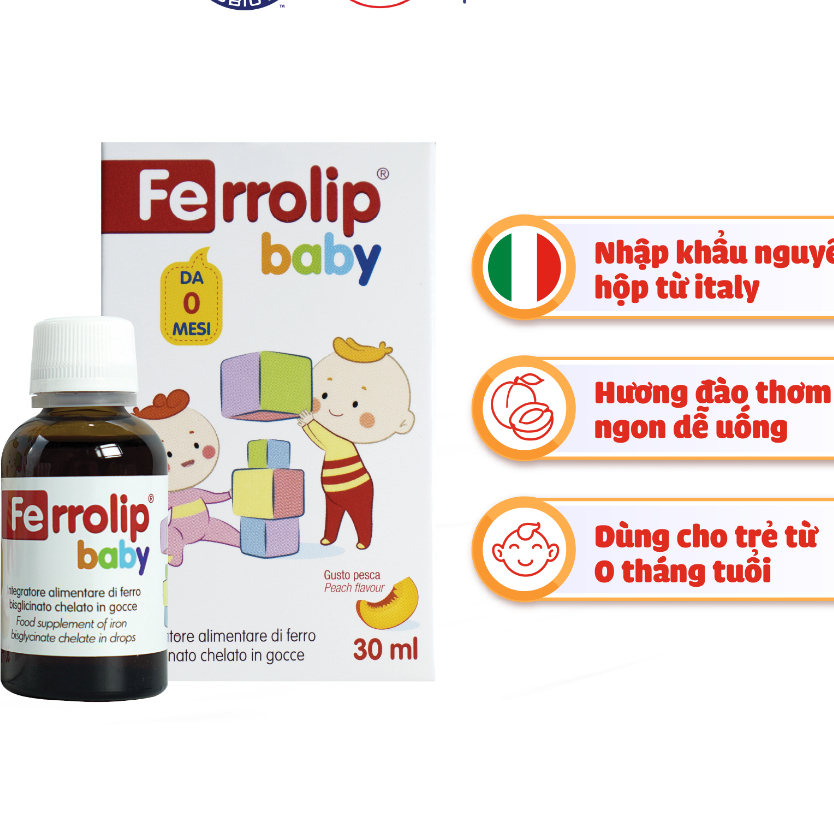 Combo Sắt Ferrolip baby và Kẽm Biolizin Vị Đào Thơm Ngon + quà