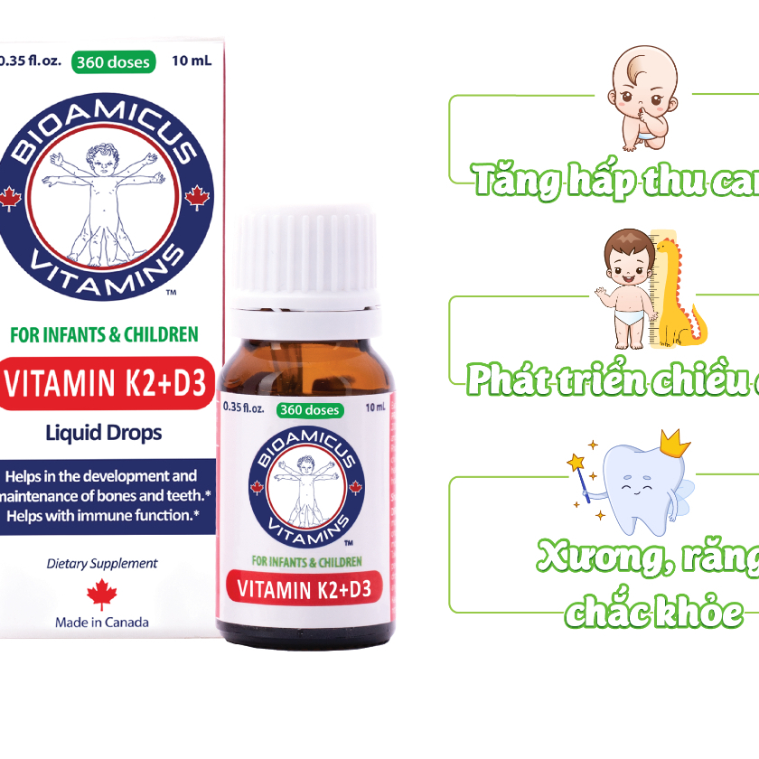 BioAmicus Ăn Ngon Cao Lớn Thông Minh - Men 10 Chủng BioAmicus & BioAmicus Vitamin D3K2MK7 & BioAmicus Omega-3 date mới