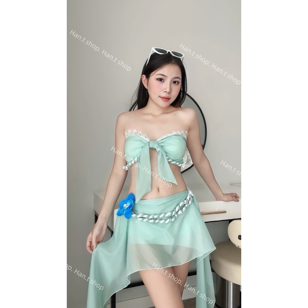 [ BKN 997 ] Bikini đồ bơi set thiết kế cao cấp đính HOA NGỌC LAN quyến rũ sang trọng HAN.T SHOP