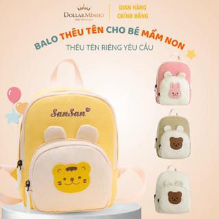(Thêu Tên) Balo Trẻ Em Họa Tiết Gấu Thỏ Hổ Dễ Thương, Vải Canvas Bền Đẹp, Phù Hợp Cho Bé Trai Bé Gái