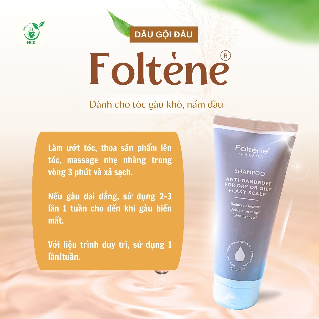 FOLTÈNE - Dầu gội làm sạch và trị ngứa da đầu, giúp tóc chắc khỏe và mềm mượt