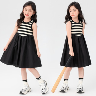 Váy Cho Bé Gái, Váy Sát Nách  Kẻ Sọc Váy Xòe Cá Tính Năng Động Chất Liệu Cotton